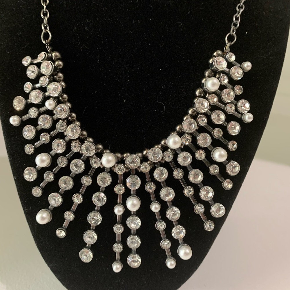 Tourmaline beads with faux pearl necklace